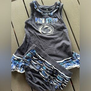 Girls' Navy Ruffle Tank Dress with Bloomer